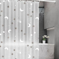 Thick PEVA Shower Curtain Liner with Raindrop Stars Moon & Night Sky Design - Semi-Transparent Bathroom Curtain with Hooks, Adjustable Fit for Bathtub & Shower, Shower Curtain For Bathrooms, Bathroom Decor, Fantasy Theme, Durable Fabric