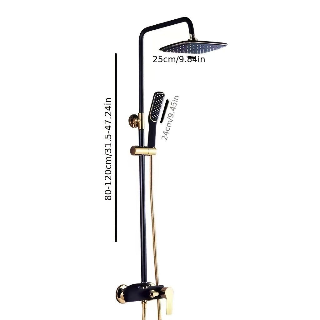 Copper Body Black Golden Shower Pipe with Stainless Steel And Plastic Shower