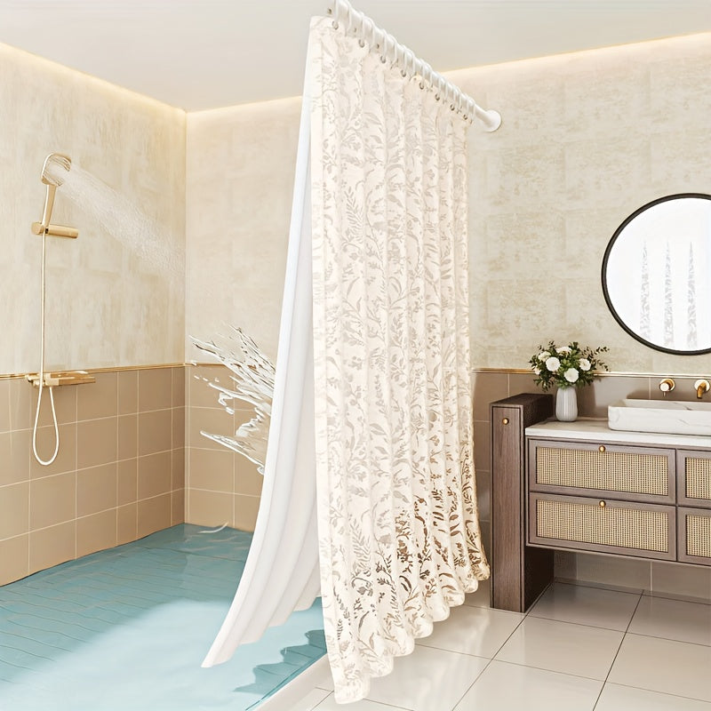 Lace Floral Shower Curtain Elegant Lace Floral Shower Curtain Suitable for - Use - Cream Bathroom Decor with Grommet Top, Machine-Washable Fabric Bathtub Partition, Bohemian Bathtub Curtain (No Liner)