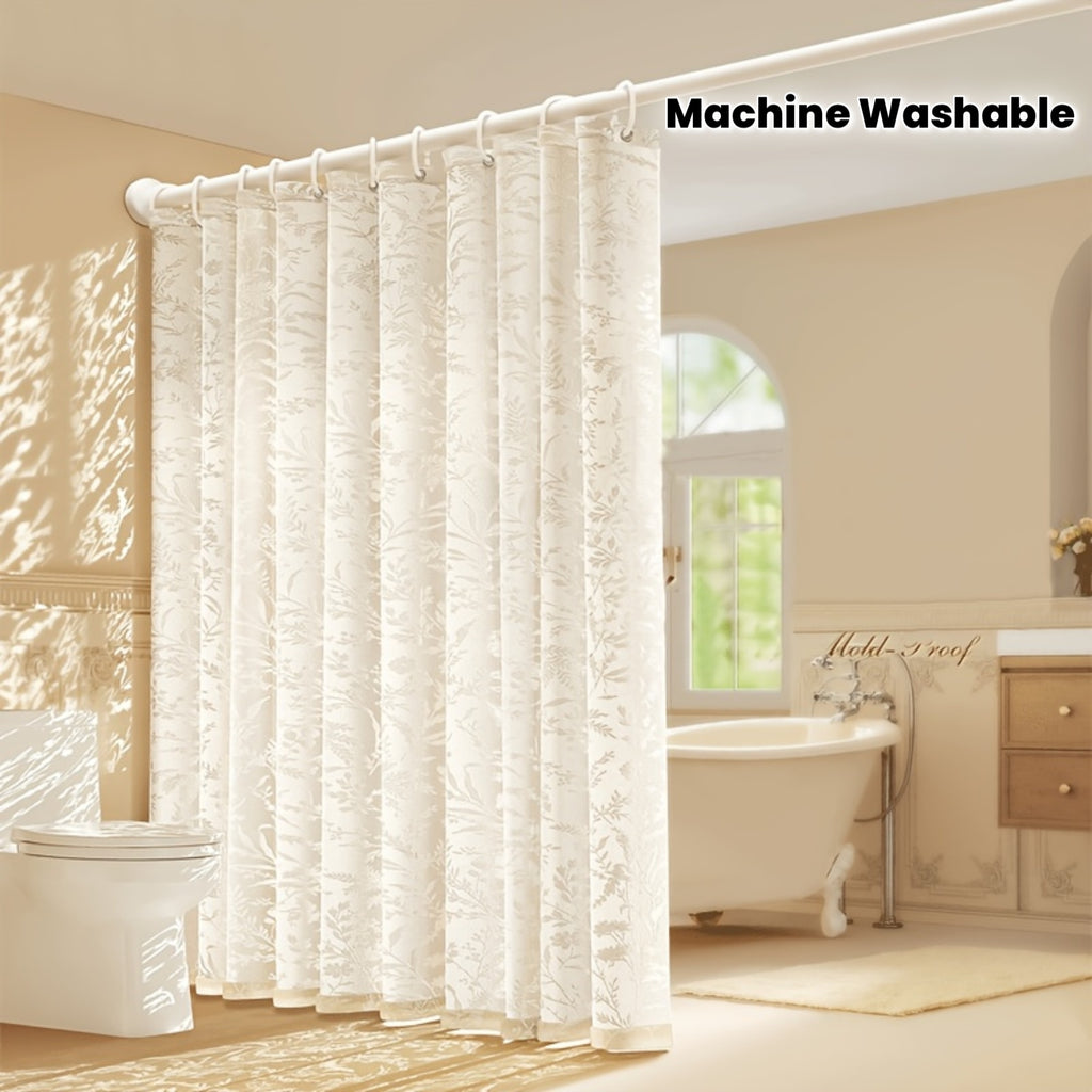 Lace Floral Shower Curtain Elegant Lace Floral Shower Curtain Suitable for - Use - Cream Bathroom Decor with Grommet Top, Machine-Washable Fabric Bathtub Partition, Bohemian Bathtub Curtain (No Liner)