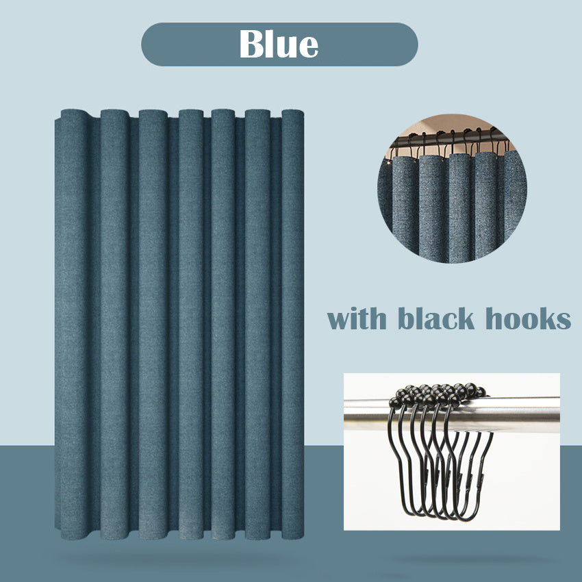 1pc Imitation Linen Shower Curtain, Thick Fabric Bath Curtains, Partition for Bathroom Bathtub, Modern Bathing Cover with Hooks, 71x71inch