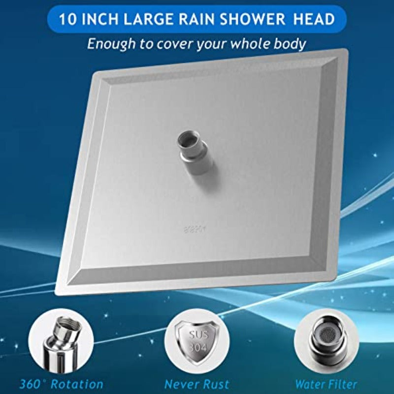 0'' Rain Shower Head with 5'' Shower Arm Stainl Steel High Prure Rainf Shower Head Comfortable Shower Experience Even at Low Water Flow Square Brushed Nickel