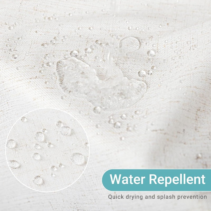 White Shower Curtains 54x84 Inches | Cream Ivory Semi-Sheer Polyester Curtain with Hooks Rings for Patio Sliding Door, Machine Washable