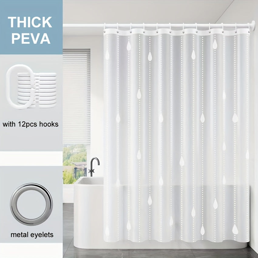 Thick PEVA Shower Curtain Liner with Raindrop Stars Moon & Night Sky Design - Semi-Transparent Bathroom Curtain with Hooks, Adjustable Fit for Bathtub & Shower, Shower Curtain For Bathrooms, Bathroom Decor, Fantasy Theme, Durable Fabric