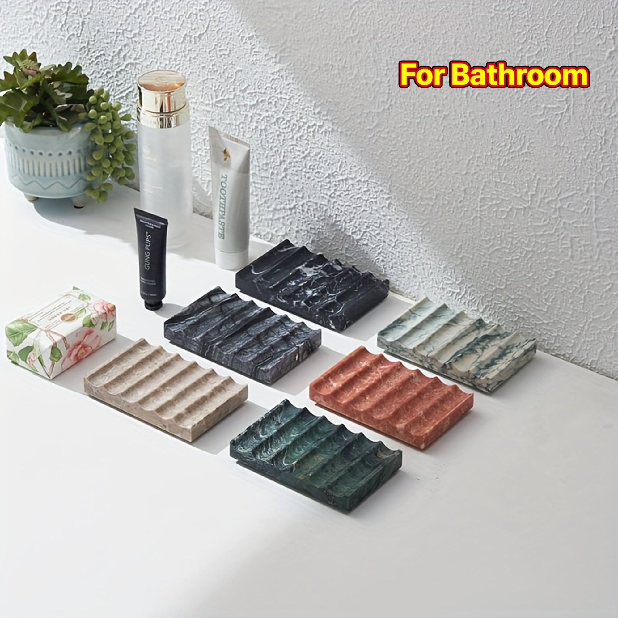 Marble Soap Dish 1pc Marble Soap Dish, Marble Look Soap Dishes For Bar Soap, Shower Soap Holder Sponge Holder Soap Tray Soap Savers For Bathroom Shower Kitchen - White