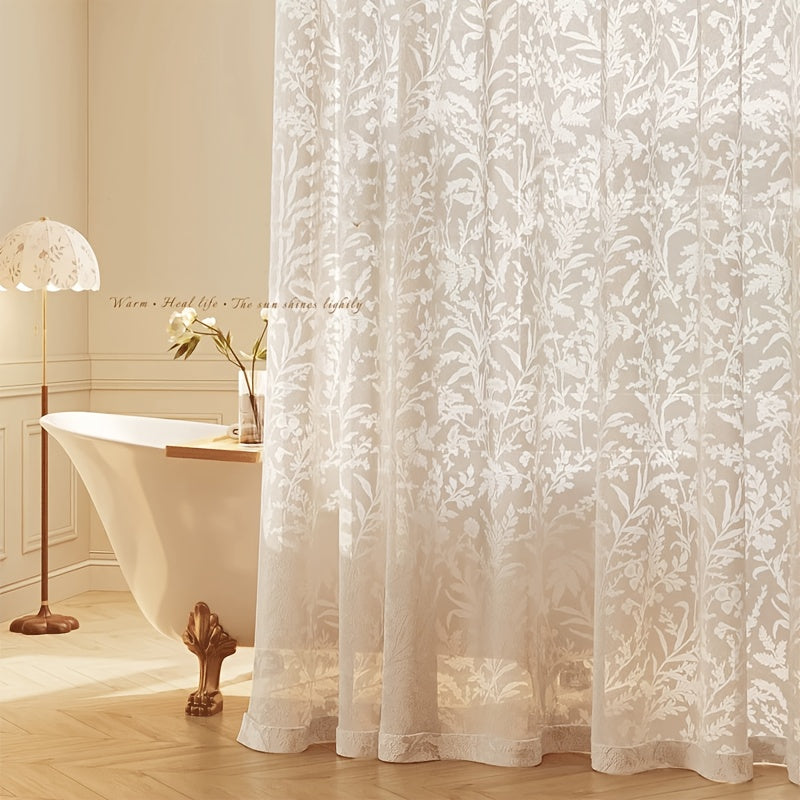 Lace Floral Shower Curtain Elegant Lace Floral Shower Curtain Suitable for - Use - Cream Bathroom Decor with Grommet Top, Machine-Washable Fabric Bathtub Partition, Bohemian Bathtub Curtain (No Liner)