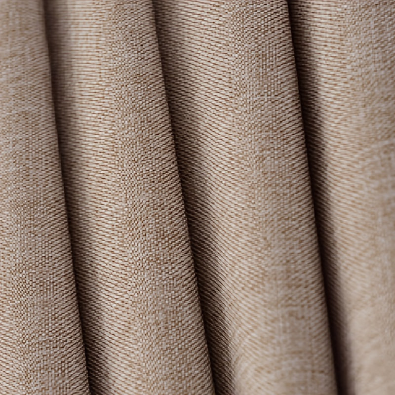 1pc Sycamore Apricot Linen Small Hole Bathroom Curtain Home Decoration Curtain Imitation Linen Fabric with 12 C-shaped Hooks