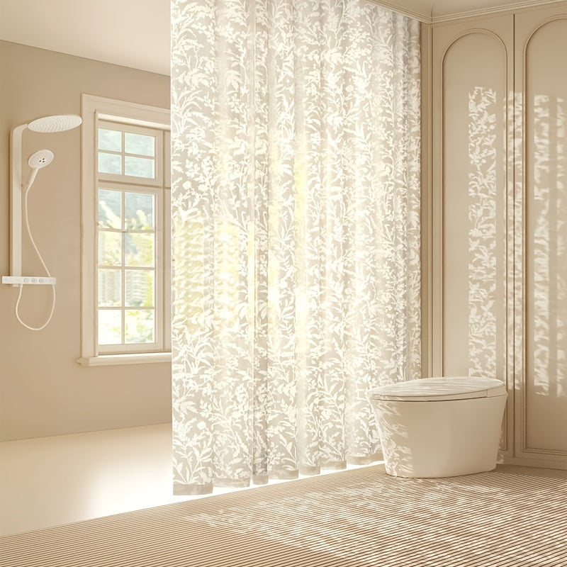 Lace Floral Shower Curtain Elegant Lace Floral Shower Curtain Suitable for - Use - Cream Bathroom Decor with Grommet Top, Machine-Washable Fabric Bathtub Partition, Bohemian Bathtub Curtain (No Liner)