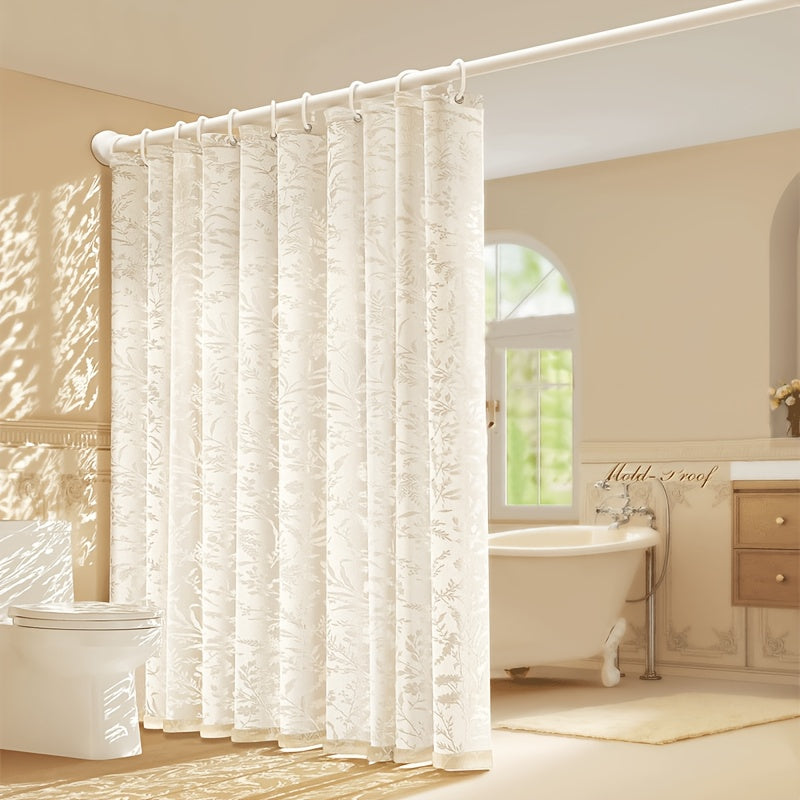 Lace Floral Shower Curtain Elegant Lace Floral Shower Curtain Suitable for - Use - Cream Bathroom Decor with Grommet Top, Machine-Washable Fabric Bathtub Partition, Bohemian Bathtub Curtain (No Liner)
