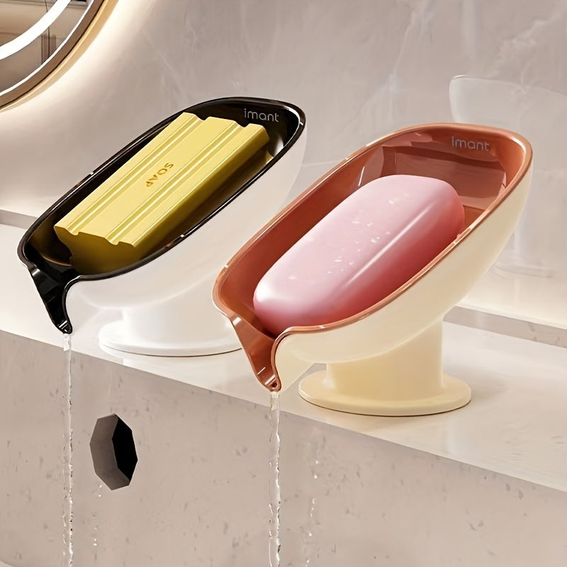 A Soap Dish with Drainage That Doesn'T Require Drilling, Designed for Home Use, Featuring a Luxurious Suction Cup for The Bathroom Countertop