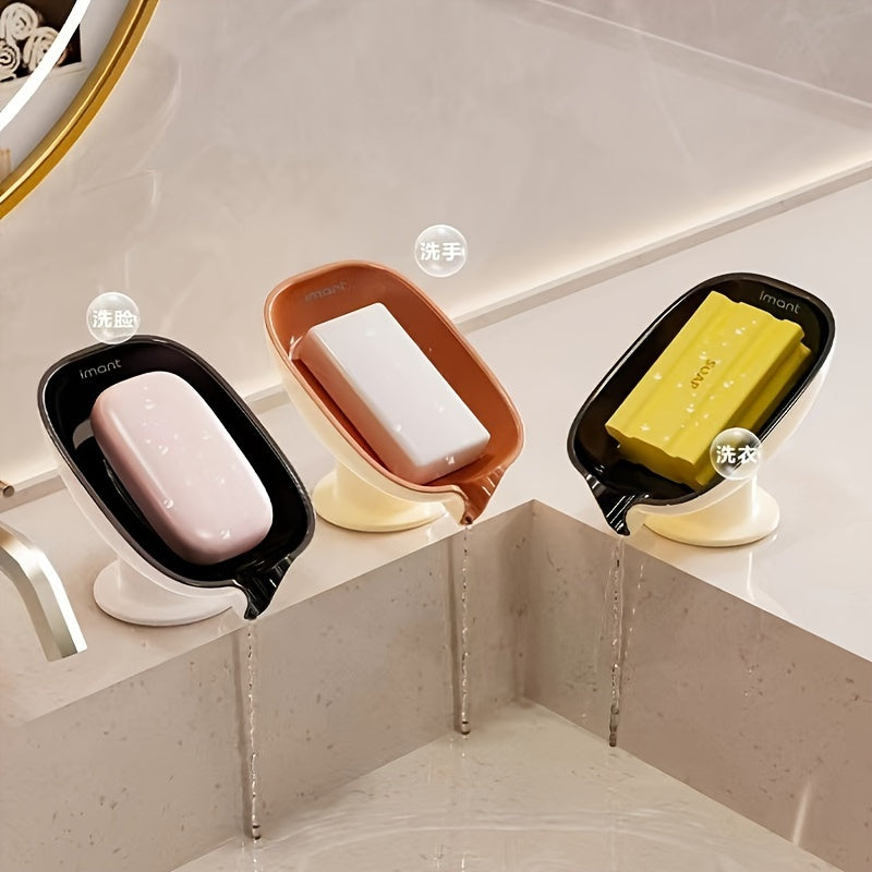 A Soap Dish with Drainage That Doesn'T Require Drilling, Designed for Home Use, Featuring a Luxurious Suction Cup for The Bathroom Countertop