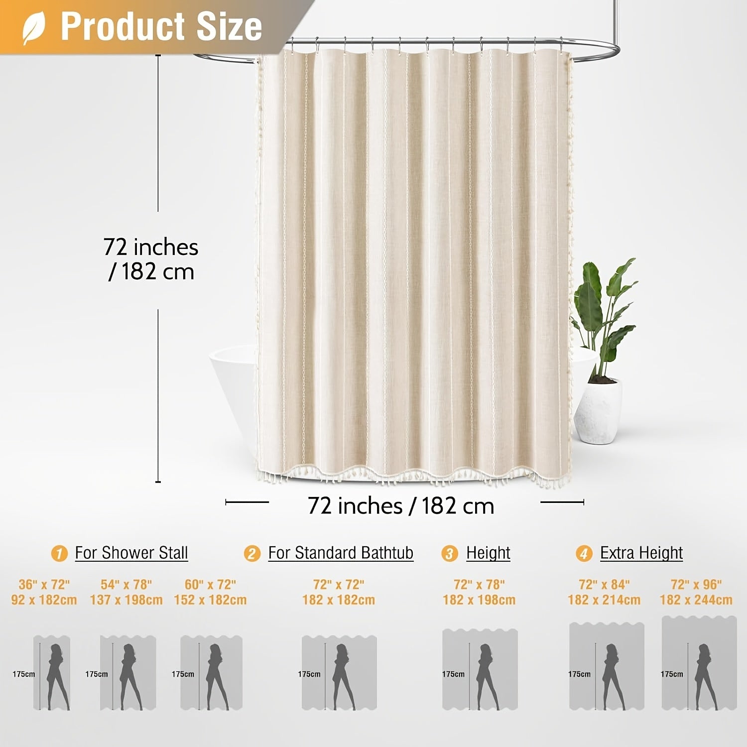 1pc Polyester Striped Shower Curtain, 72\