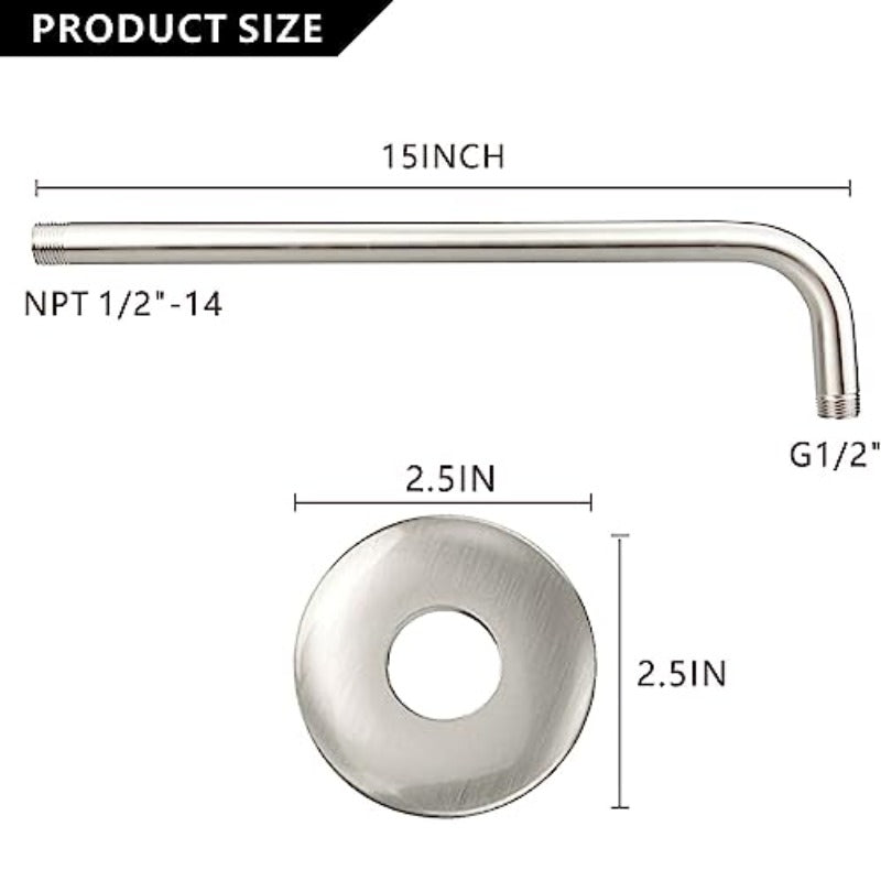 0'' Rain Shower Head with 5'' Shower Arm Stainl Steel High Prure Rainf Shower Head Comfortable Shower Experience Even at Low Water Flow Square Brushed Nickel