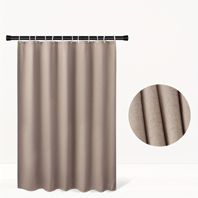 1pc Sycamore Apricot Linen Small Hole Bathroom Curtain Home Decoration Curtain Imitation Linen Fabric with 12 C-shaped Hooks