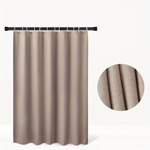 1pc Sycamore Apricot Linen Small Hole Bathroom Curtain Home Decoration Curtain Imitation Linen Fabric with 12 C-shaped Hooks