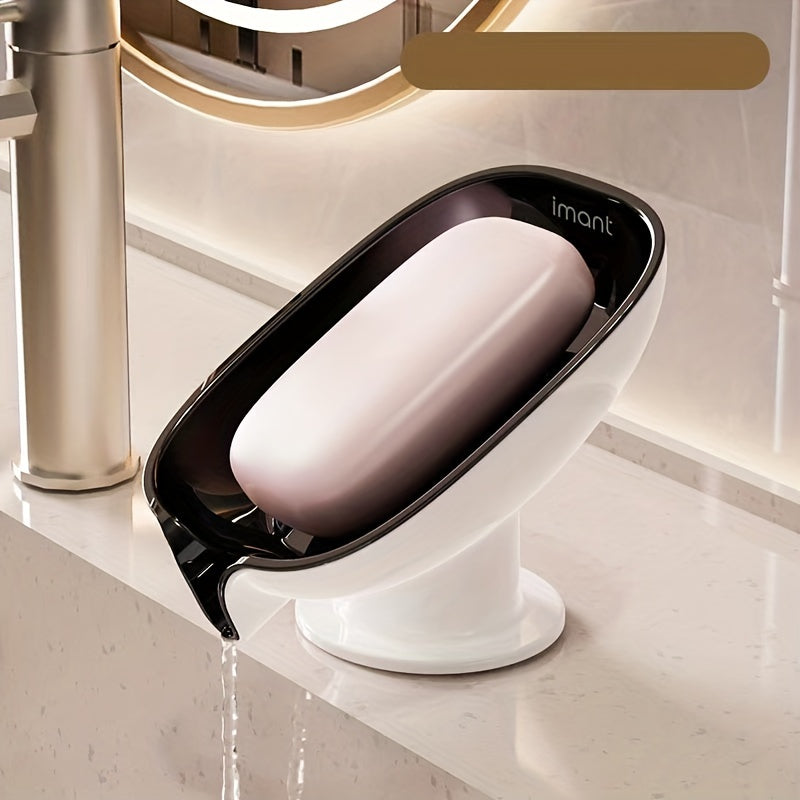 A Soap Dish with Drainage That Doesn'T Require Drilling, Designed for Home Use, Featuring a Luxurious Suction Cup for The Bathroom Countertop