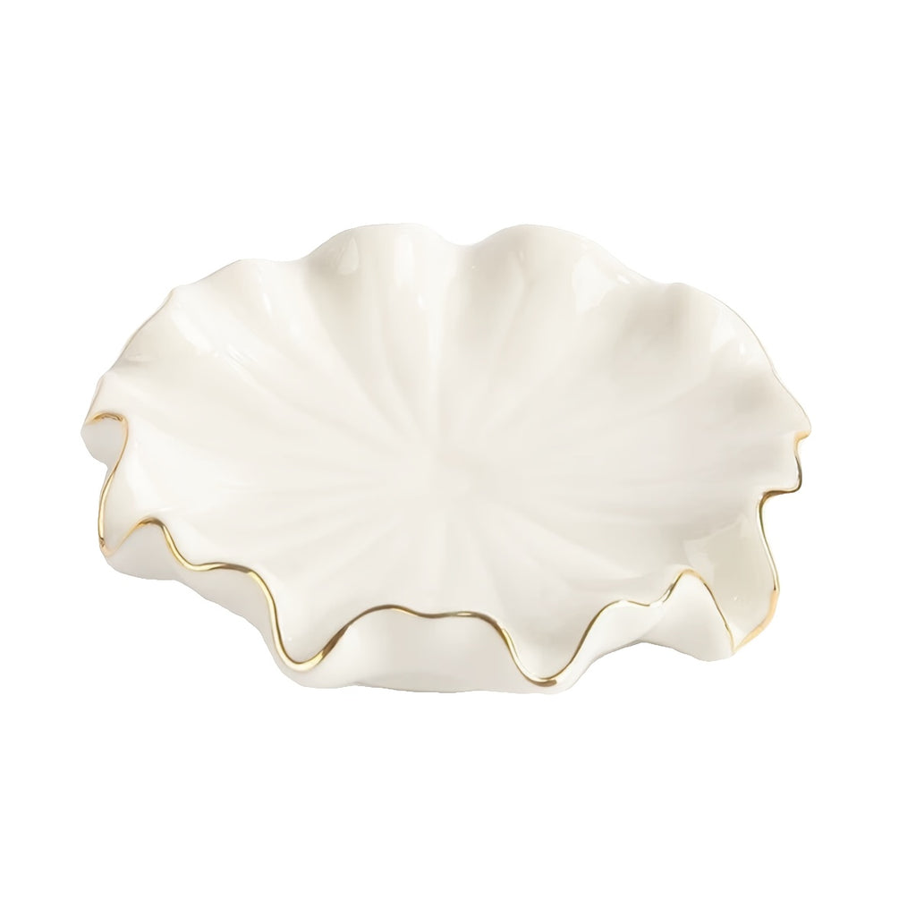 A Minimalist And Elegant Ceramic Soap Dish for Home Use, Featuring a Creative Lotus Leaf Design. This Soap Tray Has a Drainage Function, Allowing for Automatic Water Drainage