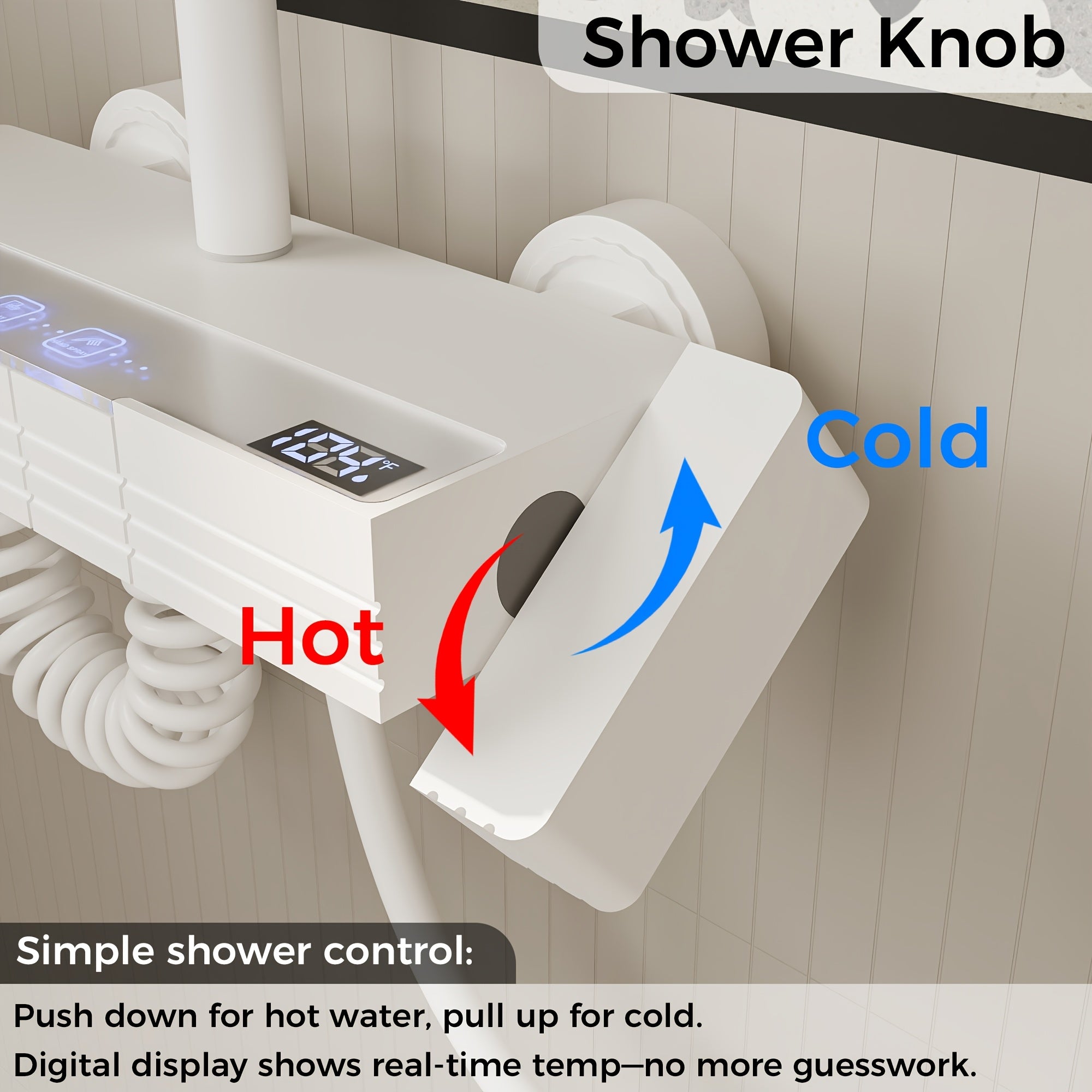 Shower Head White, 4-In-1 Shower System, with Water Fall Tub Spout, Spray Gun, Shower Head And Hand Shower, Shower Head with Easy-clean Silicone Nozzles