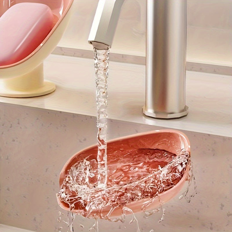 A Soap Dish with Drainage That Doesn'T Require Drilling, Designed for Home Use, Featuring a Luxurious Suction Cup for The Bathroom Countertop