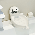 Ceramic Sea Lion-Shaped Soap Dish Holder - Adorable Suitable for Home Bathroom, No-Hole Drainage Design, Oval Soap Box with Storage Rack, Modern Sea Lion Tray for Bathtub Counter, Hygienic Drainage System (No Water Accumulation)