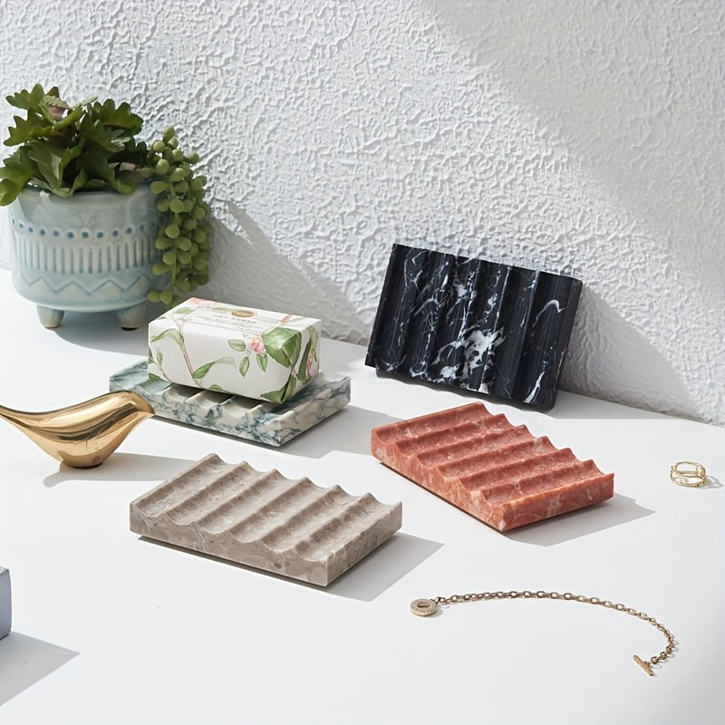 Marble Soap Dish 1pc Marble Soap Dish, Marble Look Soap Dishes For Bar Soap, Shower Soap Holder Sponge Holder Soap Tray Soap Savers For Bathroom Shower Kitchen - White