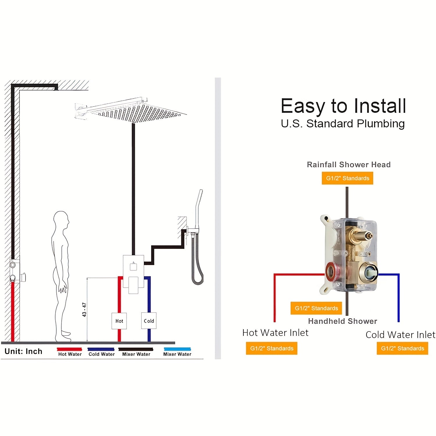 Luxury Bathroom Shower Set Featuring a Brushed Golden Wall-Mounted High-Pressure Rain Shower with a Handheld Sprayer, Complete with Valve Body And Finishing Components.