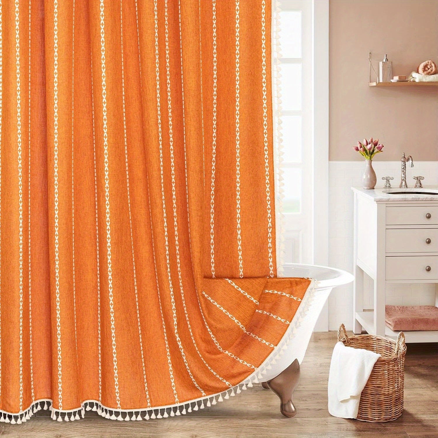 1pc Polyester Striped Shower Curtain, 72\