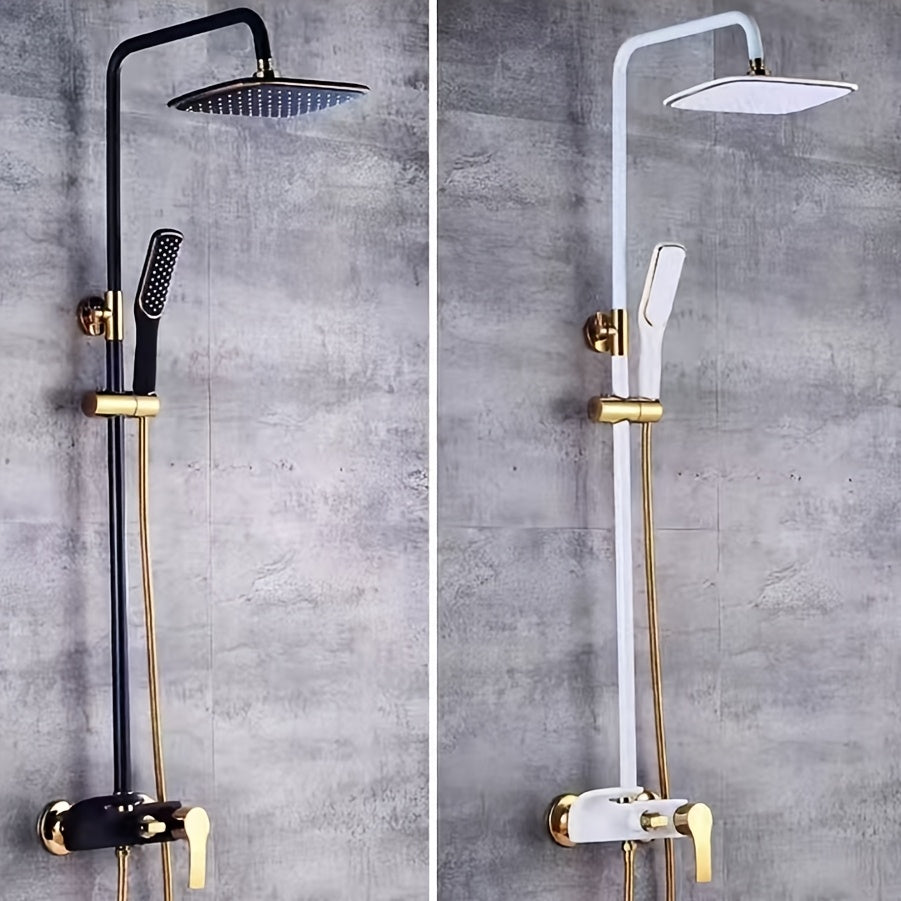 Copper Body Black Golden Shower Pipe with Stainless Steel And Plastic Shower