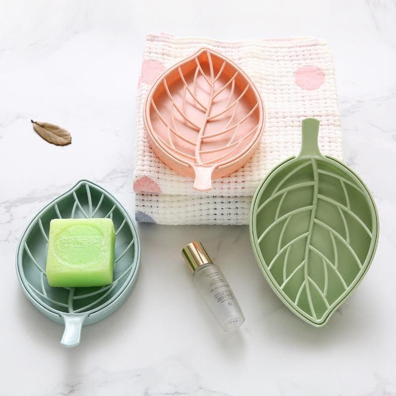 Double-layer Leaf Drain Soap Box for Bathroom 1pc