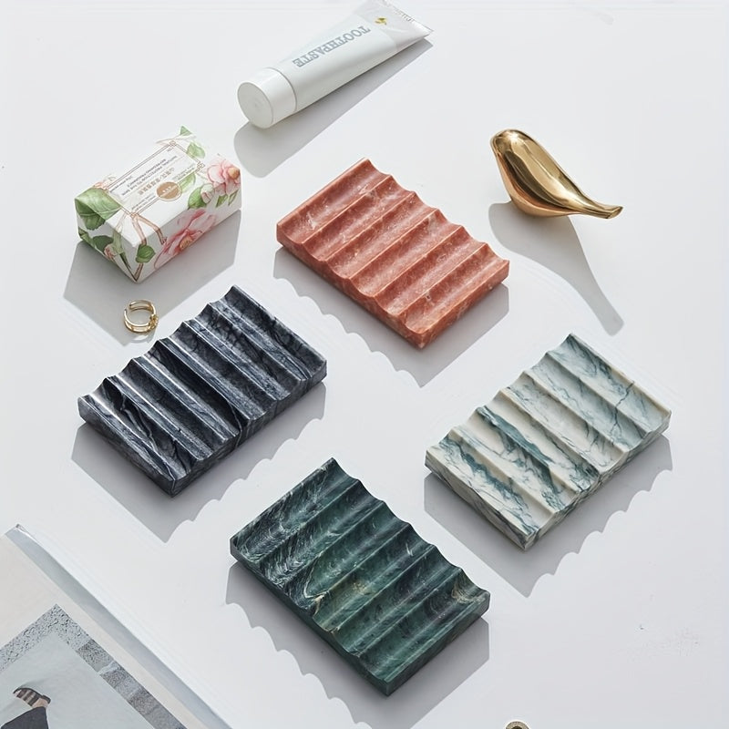 Marble Soap Dish 1pc Marble Soap Dish, Marble Look Soap Dishes For Bar Soap, Shower Soap Holder Sponge Holder Soap Tray Soap Savers For Bathroom Shower Kitchen - White