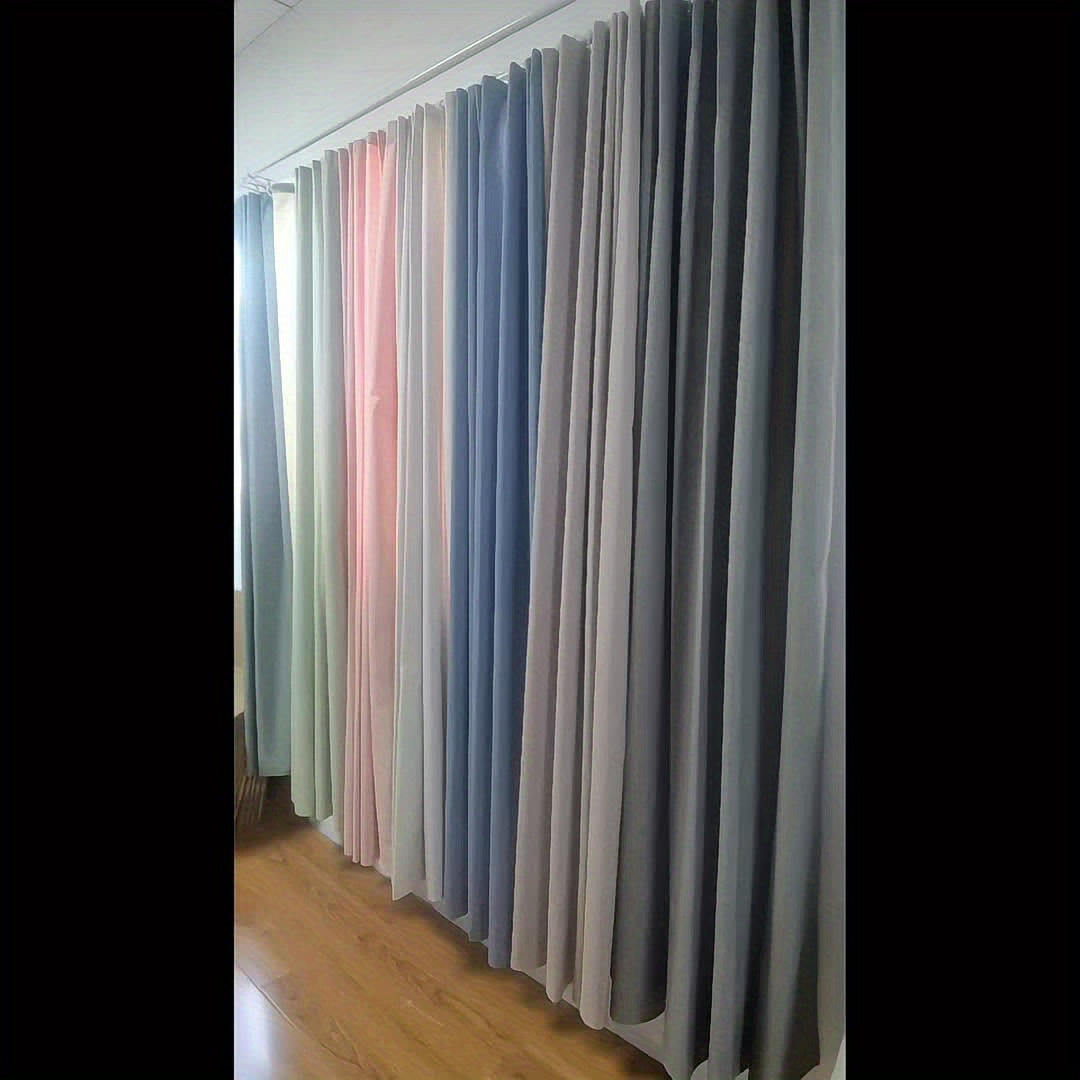 1pc Sycamore Apricot Linen Small Hole Bathroom Curtain Home Decoration Curtain Imitation Linen Fabric with 12 C-shaped Hooks