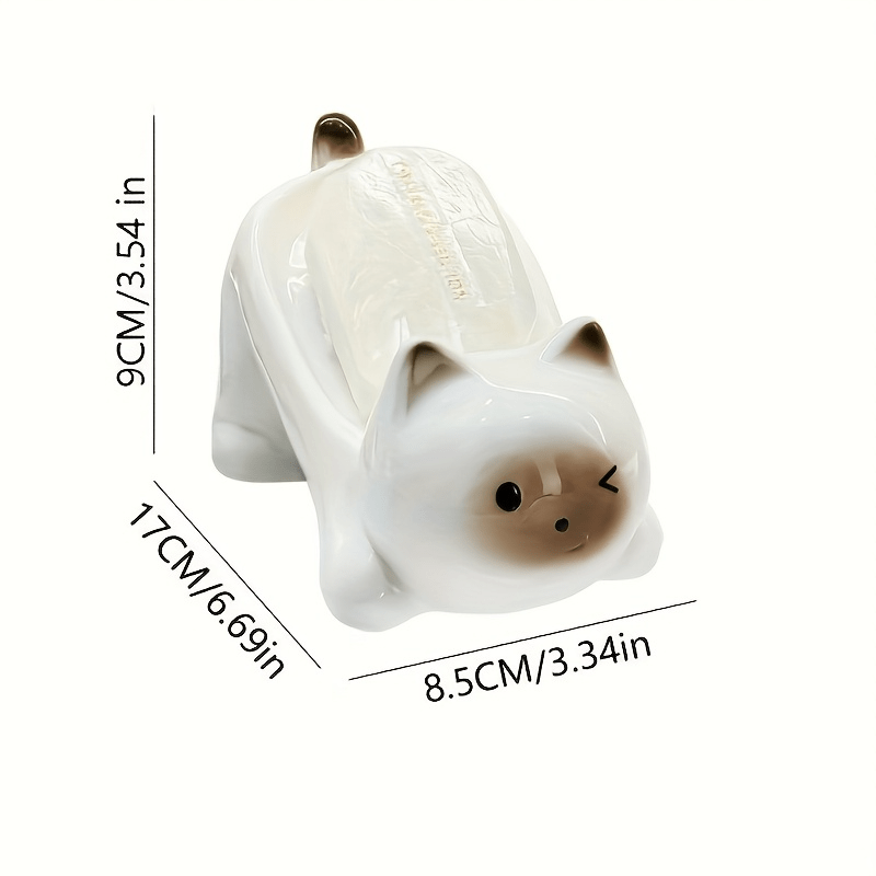 A Charming Ceramic Cat Soap Dish That Features Drainage Without The Need for Drilling. It Can Also Serve As a Decorative Piece, Preventing Water Accumulation, Making It Suitable for Home Bathrooms, Hotel Vanities, And Kitchen Sinks