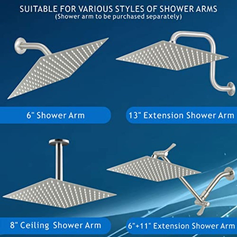 0'' Rain Shower Head with 5'' Shower Arm Stainl Steel High Prure Rainf Shower Head Comfortable Shower Experience Even at Low Water Flow Square Brushed Nickel
