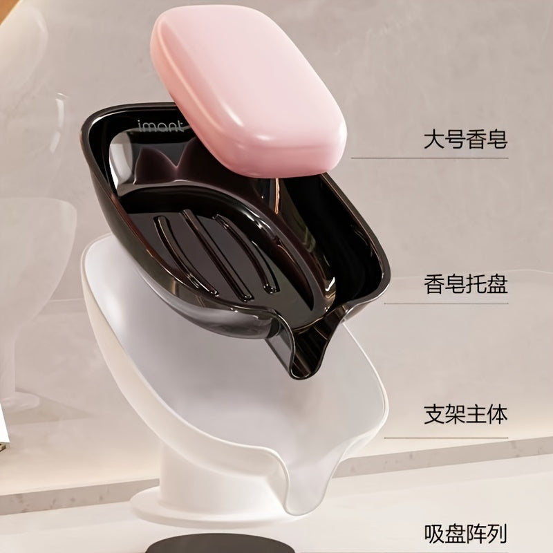 A Soap Dish with Drainage That Doesn'T Require Drilling, Designed for Home Use, Featuring a Luxurious Suction Cup for The Bathroom Countertop