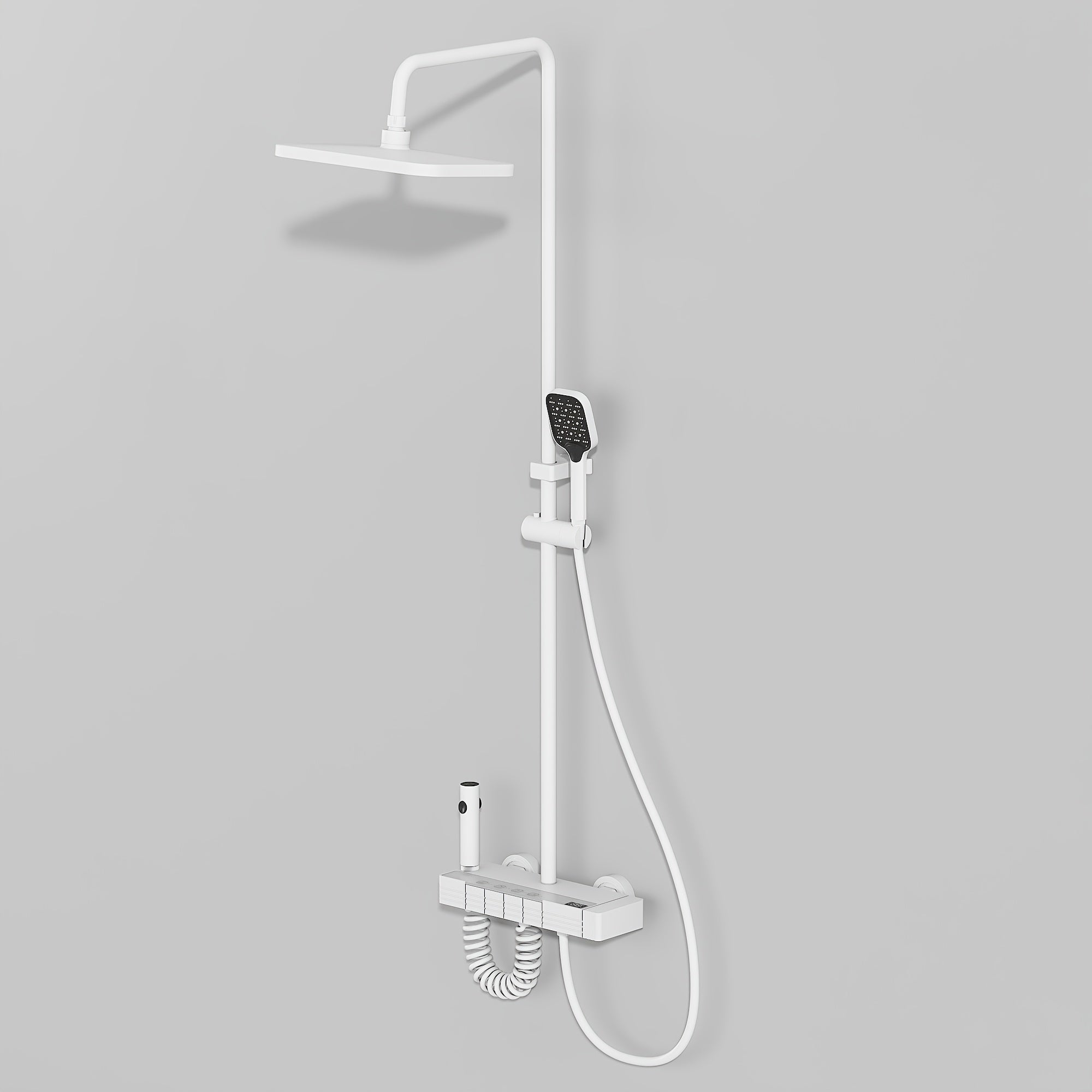 Shower Head White, 4-In-1 Shower System, with Water Fall Tub Spout, Spray Gun, Shower Head And Hand Shower, Shower Head with Easy-clean Silicone Nozzles