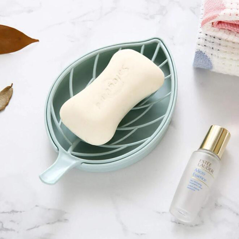 Double-layer Leaf Drain Soap Box for Bathroom 1pc