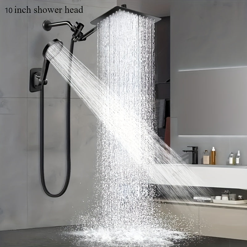 High-Pressure Shower Head Set - Heavy-Duty Stainless Steel Rain Shower System with Handheld Sprayer, 3-Way Diverter Valve And Hose, Adjustable Height And Angle Shower Arm, Anti-Clog Nozzles, Easy Installation, Luxury Bathroom Upgrade, Home Renovation