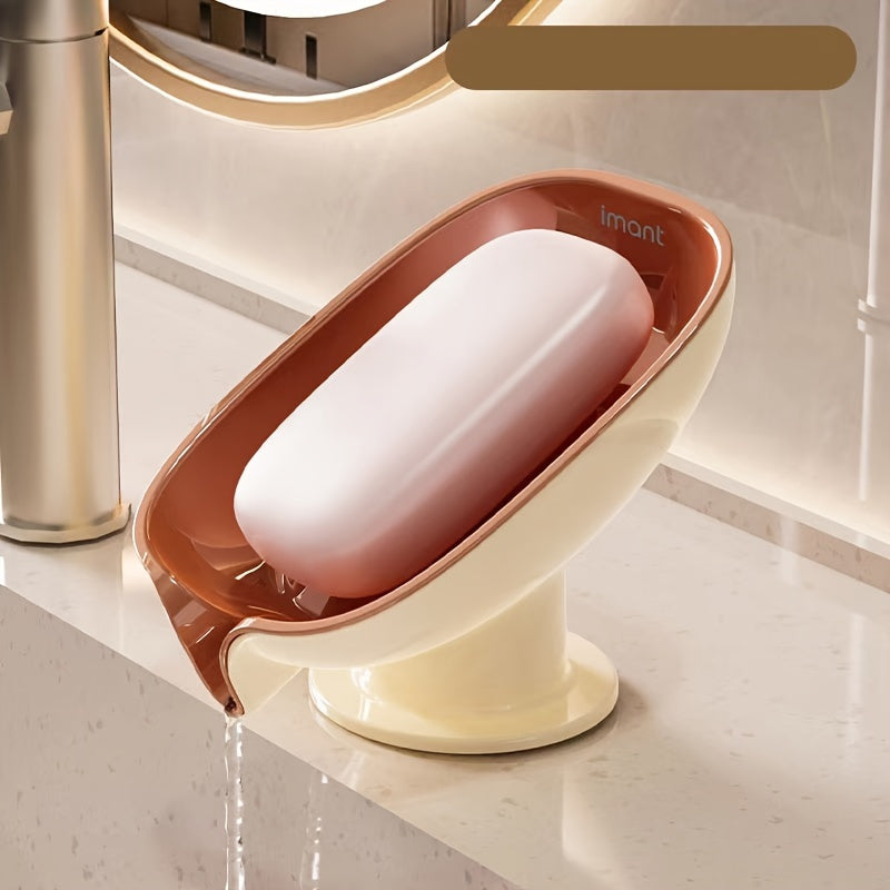 A Soap Dish with Drainage That Doesn'T Require Drilling, Designed for Home Use, Featuring a Luxurious Suction Cup for The Bathroom Countertop