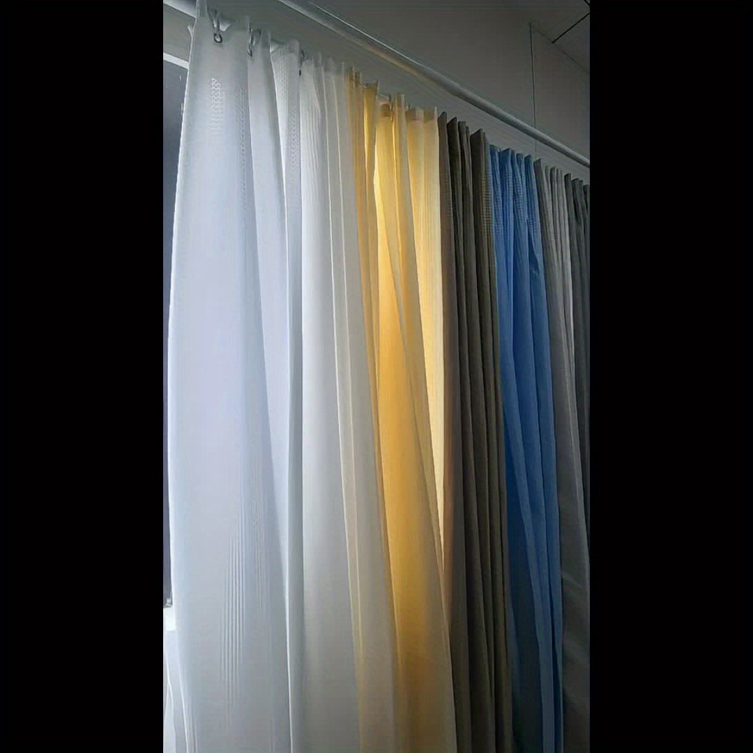 1pc of Thickened Khaki Jacquard Waffle Shower Curtain Made of Polyester Fabric, Suitable for Bathroom Use, Includes Matching Hooks