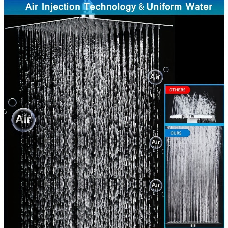 Combination Shower Head Featuring a 100-Inch High-Pressure Rain Shower Head, an 11-Inch Adjustable Extension Arm, And a Handheld Option with Three Settings. It Delivers a Strong Spray Even with Low Water Pressure And Includes a Long 59-Inch Hose