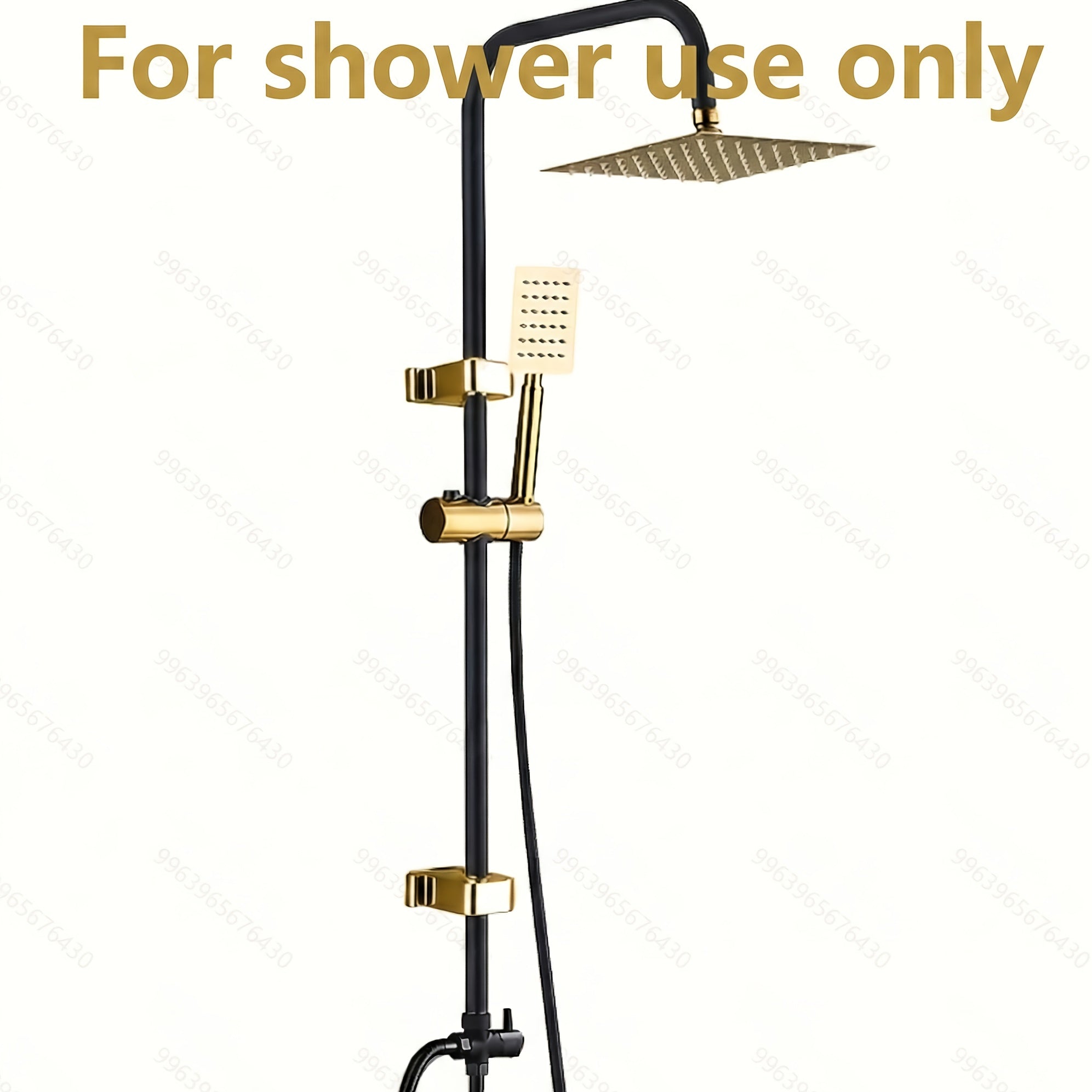 Rain Shower System Featuring an 8-Inch Rainfall Showerhead And a Handheld Option with an Adjustable Height Holder, Constructed with Solid Rail And a 60-Inch Stainless Hose. This 3-Function Retrofit Shower Set in Black And Golden Is Designed Exclusiv
