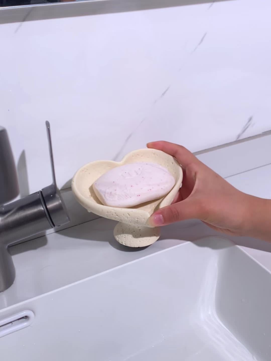 Unique Valentine's Gift Heart Soap Dish, Resin, Holiday Gifting, Bathroom Decor - Heart-Shaped Solid Resin Soap Dish, Unique Design, Trendy & Elegant, Ideal Valentine's Gifts for Lovers\u002FFriends, Fits Bathrooms, Elevate Bathroom Style