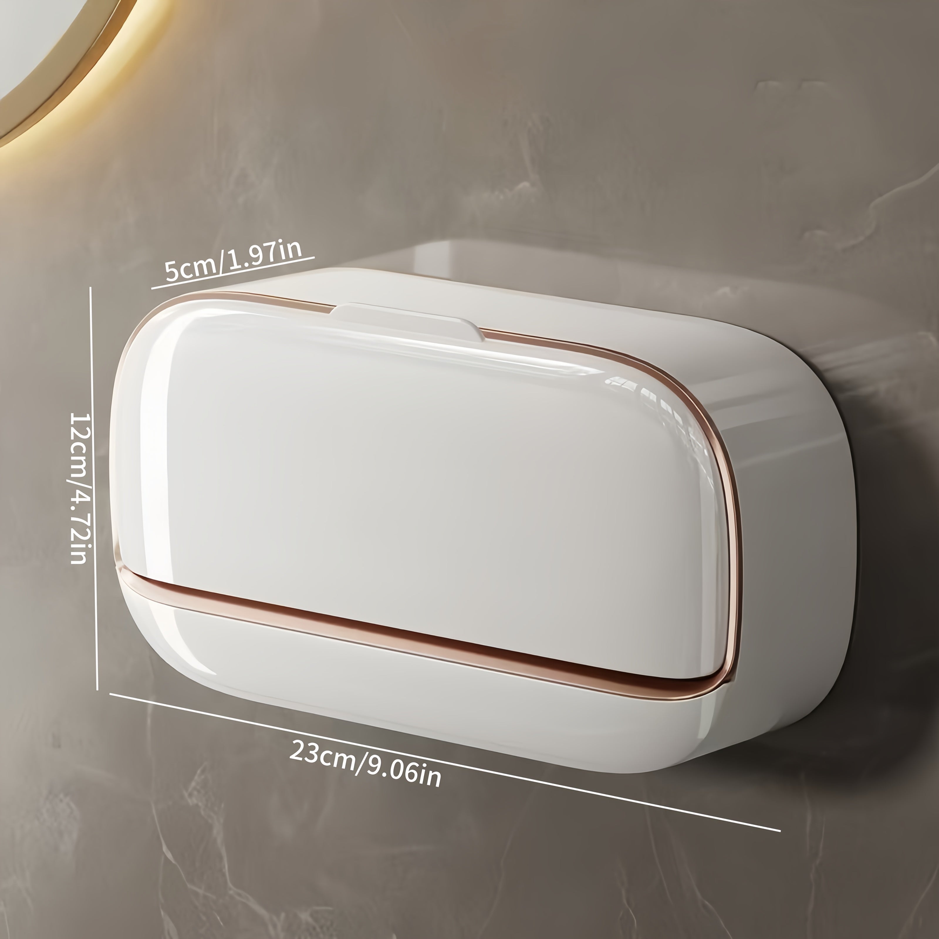 3-Color Light Luxury Wall-Mounted Double Compartment Leak-Proof Soap Dish with Lid and Drip Tray, Suitable for Shower or Kitchen, Keeps Soap Dry and Prevents Water Accumulation, Square No-Drill Bathroom Shelf, Elegant Countertop Wall Decor, 11