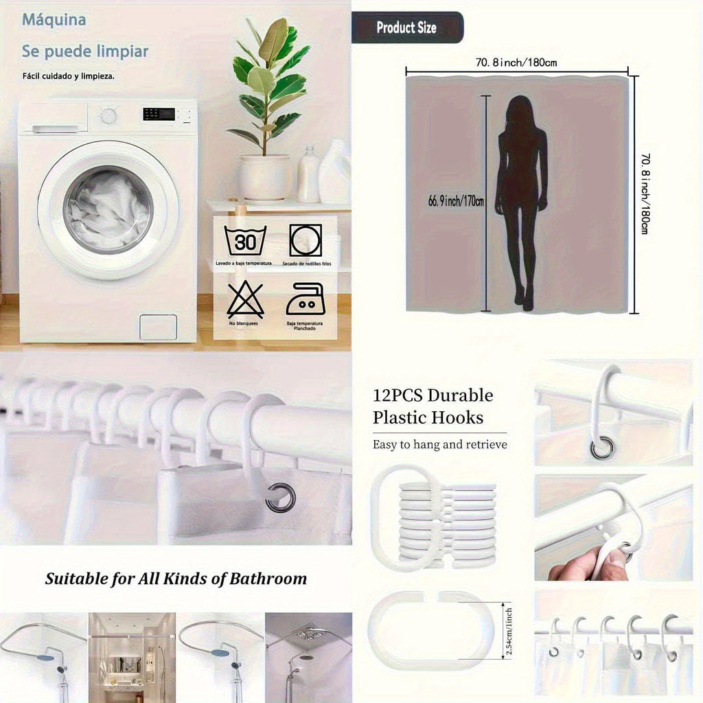 1pc of Dandelion Patterned Shower Curtain with Hooks, Washable Shower Curtain, Bath Divider, Bathroom Additions, Home Decor