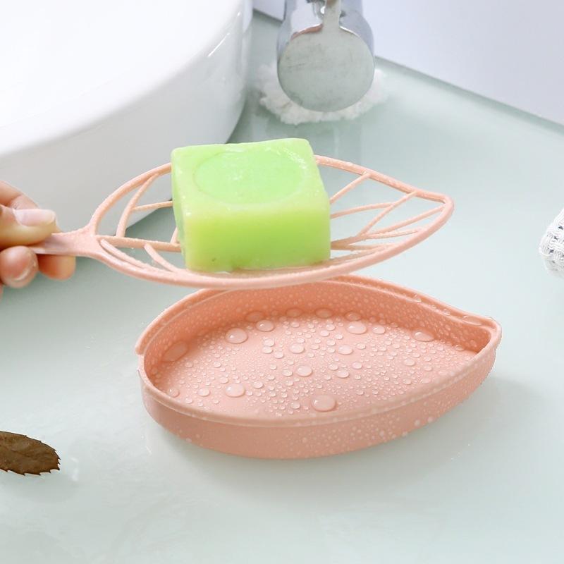 Double-layer Leaf Drain Soap Box for Bathroom 1pc
