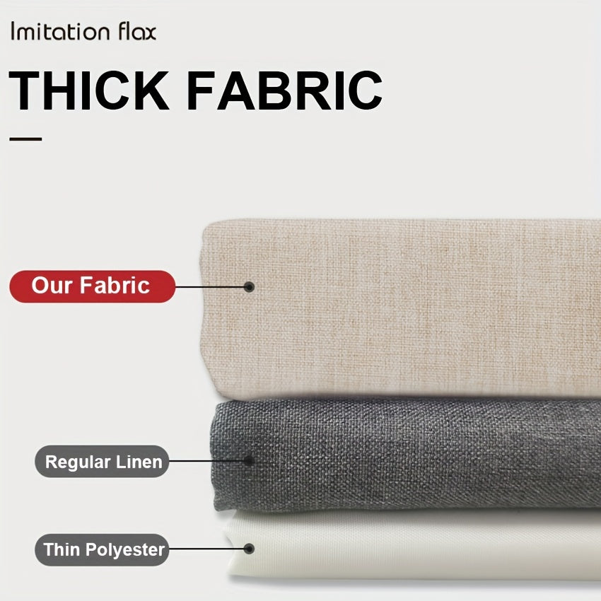 1pc Imitation Linen Shower Curtain, Thick Fabric Bath Curtains, Partition for Bathroom Bathtub, Modern Bathing Cover with Hooks, 71x71inch