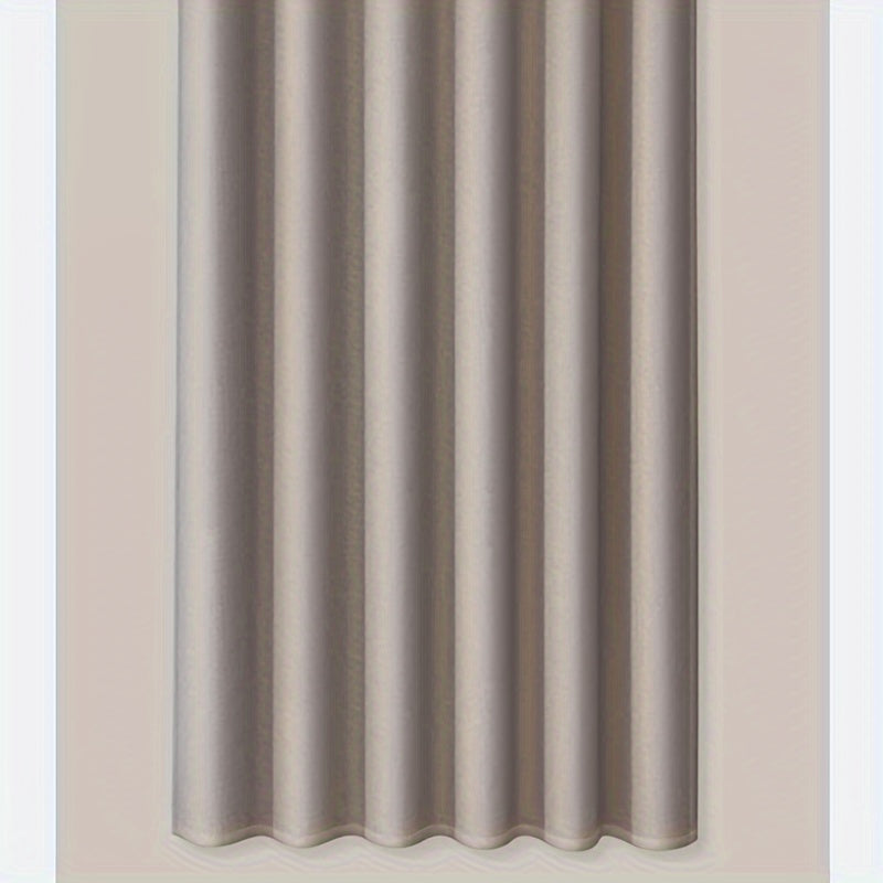 1pc Sycamore Apricot Linen Small Hole Bathroom Curtain Home Decoration Curtain Imitation Linen Fabric with 12 C-shaped Hooks