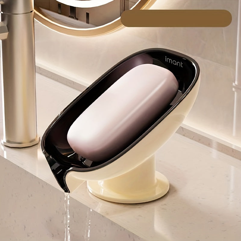 A Soap Dish with Drainage That Doesn'T Require Drilling, Designed for Home Use, Featuring a Luxurious Suction Cup for The Bathroom Countertop