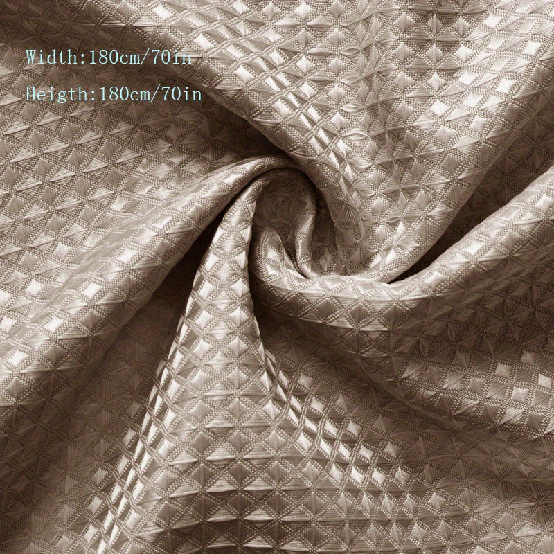 1pc of Thickened Khaki Jacquard Waffle Shower Curtain Made of Polyester Fabric, Suitable for Bathroom Use, Includes Matching Hooks