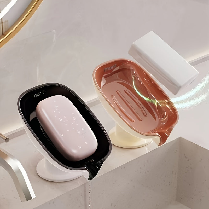 A Soap Dish with Drainage That Doesn'T Require Drilling, Designed for Home Use, Featuring a Luxurious Suction Cup for The Bathroom Countertop